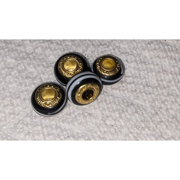 NEW SET OF 4 PANDORA MURANO BEAD BLACK W/WHITE STRIPES VERY PRETTY - Picture 1 of 2